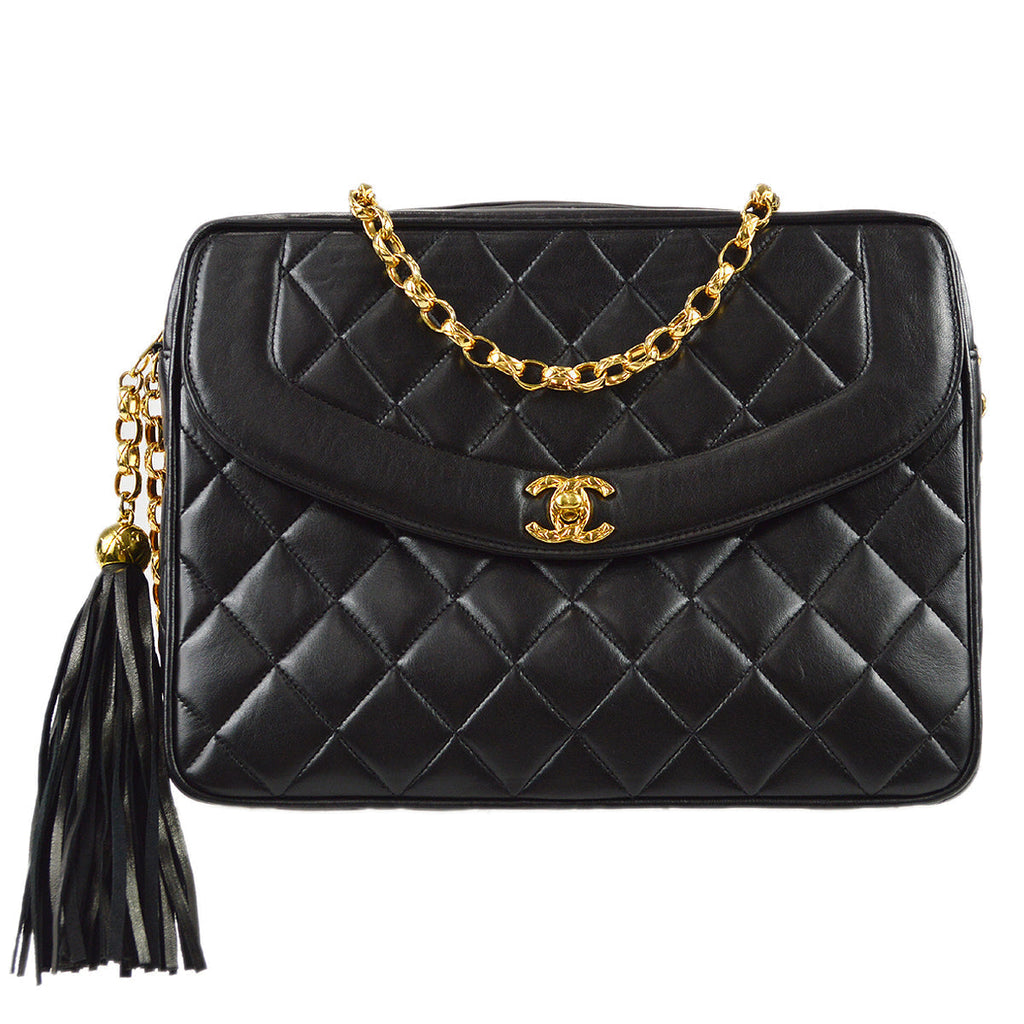 Chanel Fringe Bijou Chain Shoulder Bag Black Lambskin