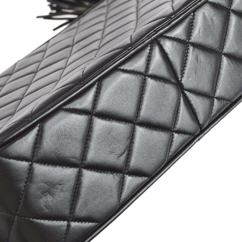 Chanel Fringe Bijou Chain Shoulder Bag Black Lambskin