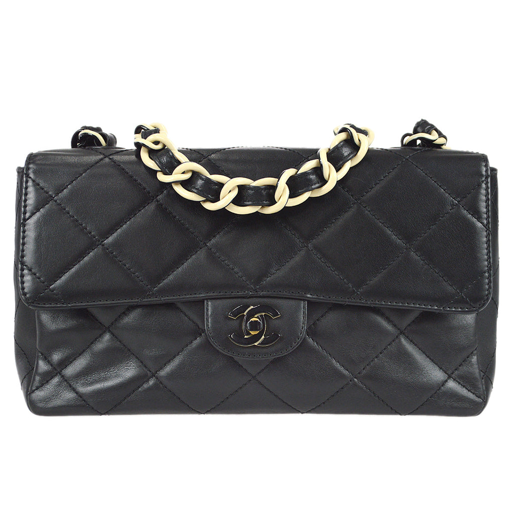 Chanel Classic Single Flap Chain Shoulder Bag Black Lambskin