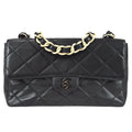 Chanel Classic Single Flap Chain Shoulder Bag Black Lambskin