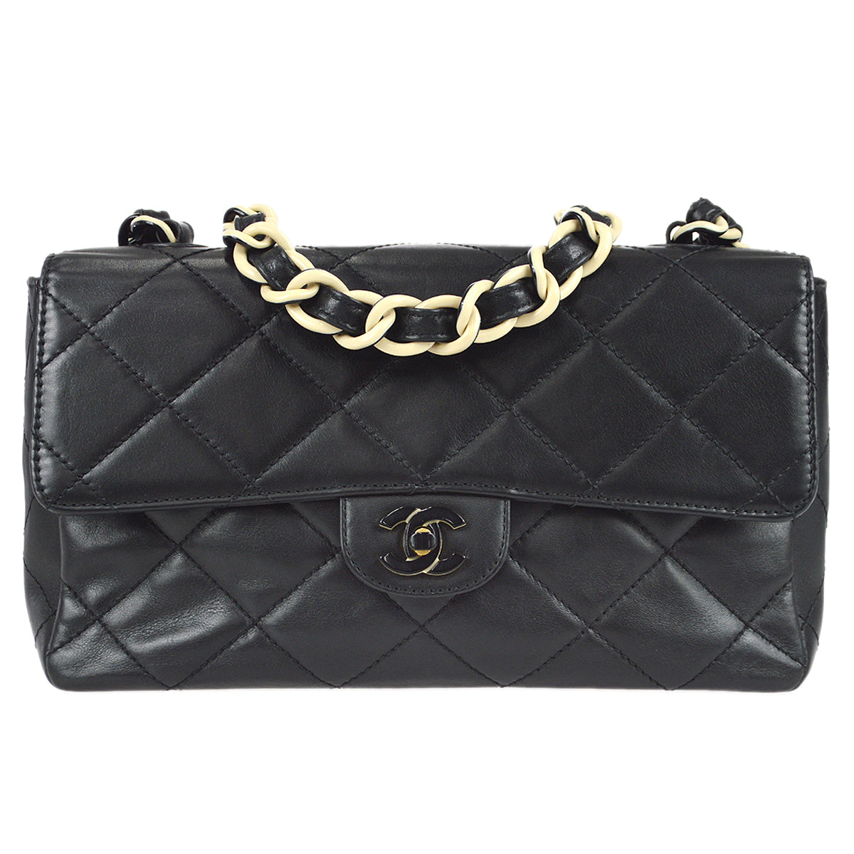 Chanel Classic Single Flap Chain Shoulder Bag Black Lambskin