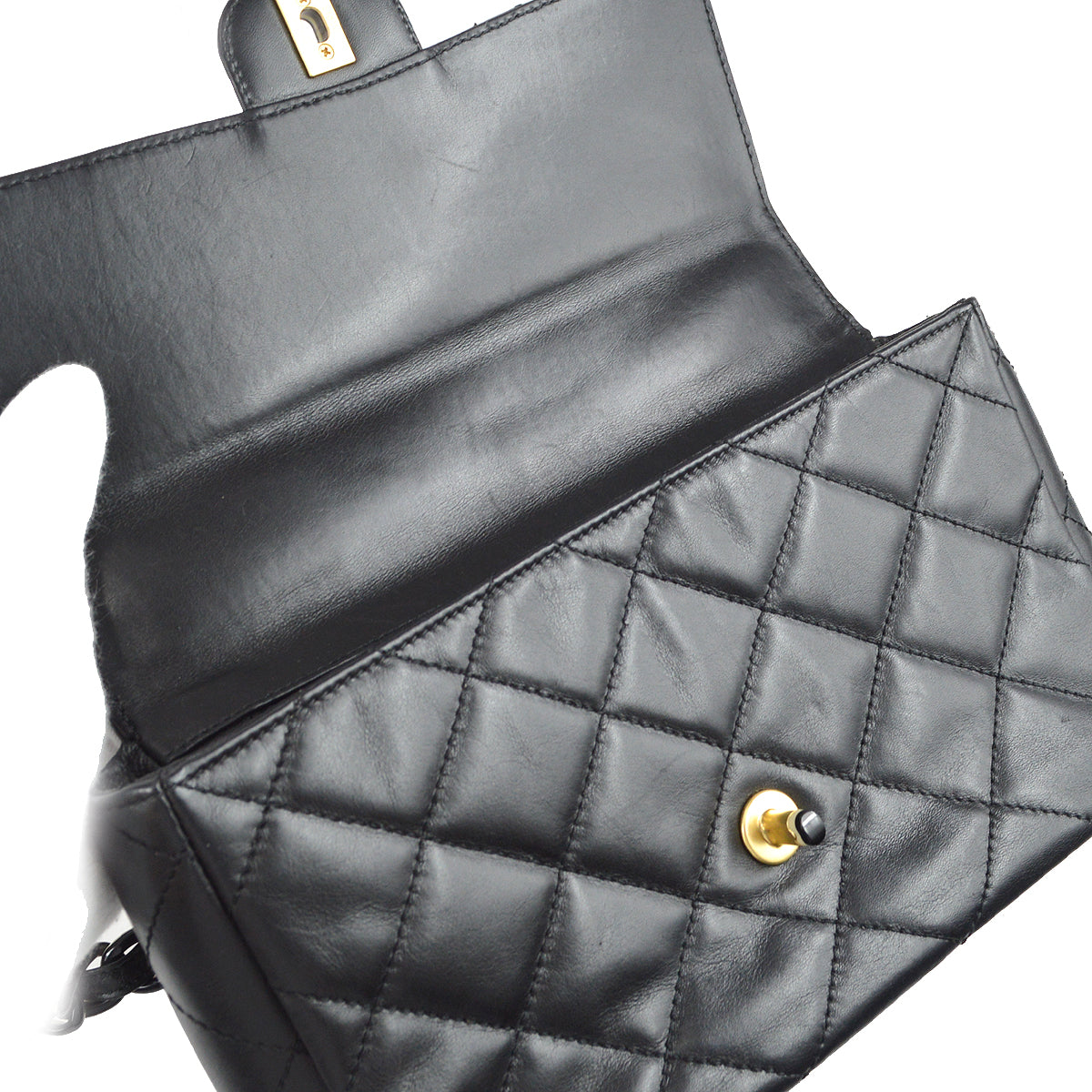 Chanel Classic Single Flap Chain Shoulder Bag Black Lambskin