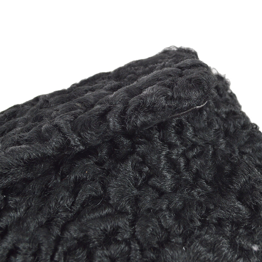 Chanel Straight Flap Chain Shoulder Bag Black Astrakhan Fur