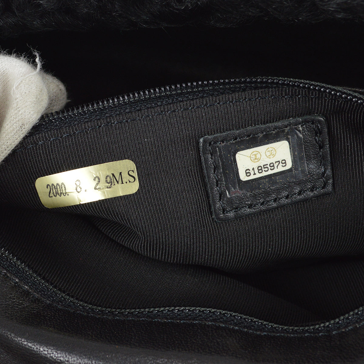 Chanel Straight Flap Chain Shoulder Bag Black Astrakhan Fur