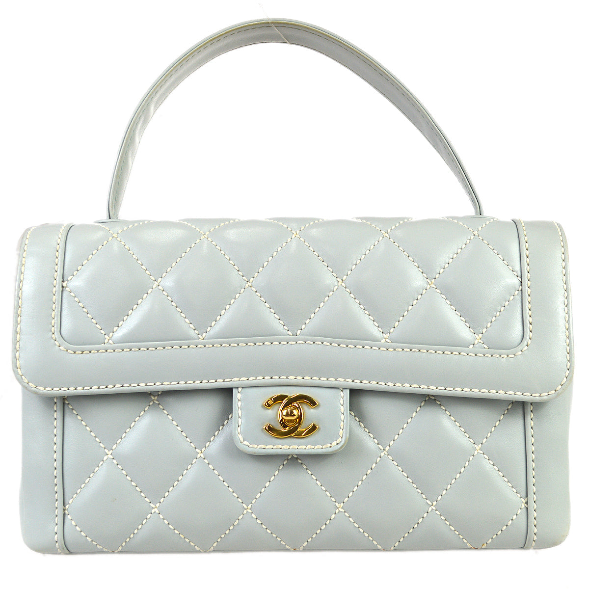 Chanel 2004-2005 Wild Stitch Handbag Ice Blue Calfskin