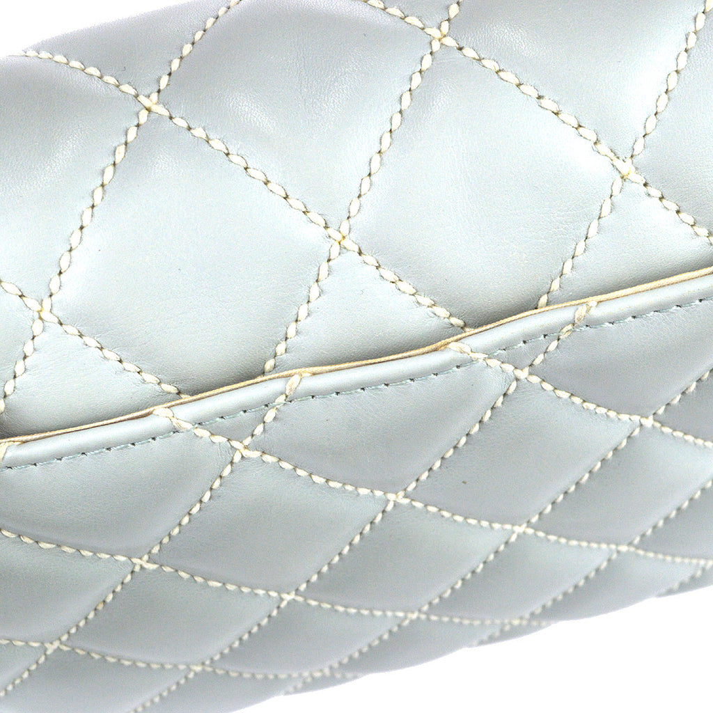 Chanel 2004-2005 Wild Stitch Handbag Ice Blue Calfskin