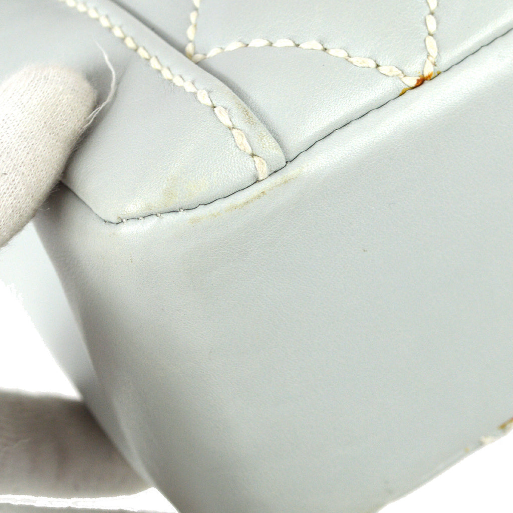 Chanel 2004-2005 Wild Stitch Handbag Ice Blue Calfskin