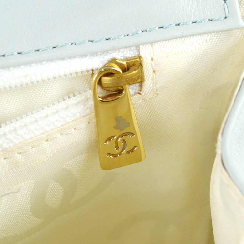 Chanel 2004-2005 Wild Stitch Handbag Ice Blue Calfskin