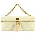 Chanel 2001-2003 Vanity Chain Handbag Ivory Canvas