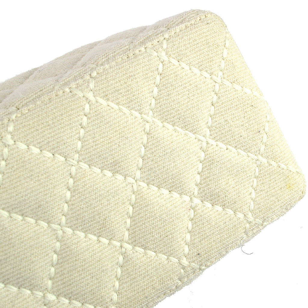 Chanel 2001-2003 Vanity Chain Handbag Ivory Canvas