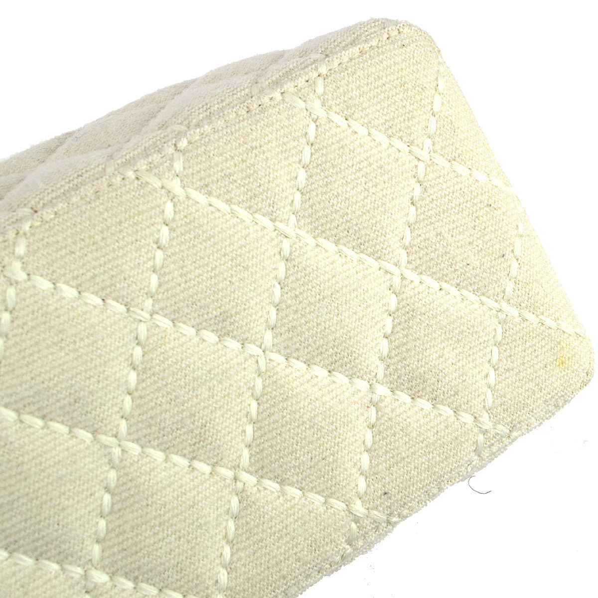 Chanel 2001-2003 Vanity Chain Handbag Ivory Canvas