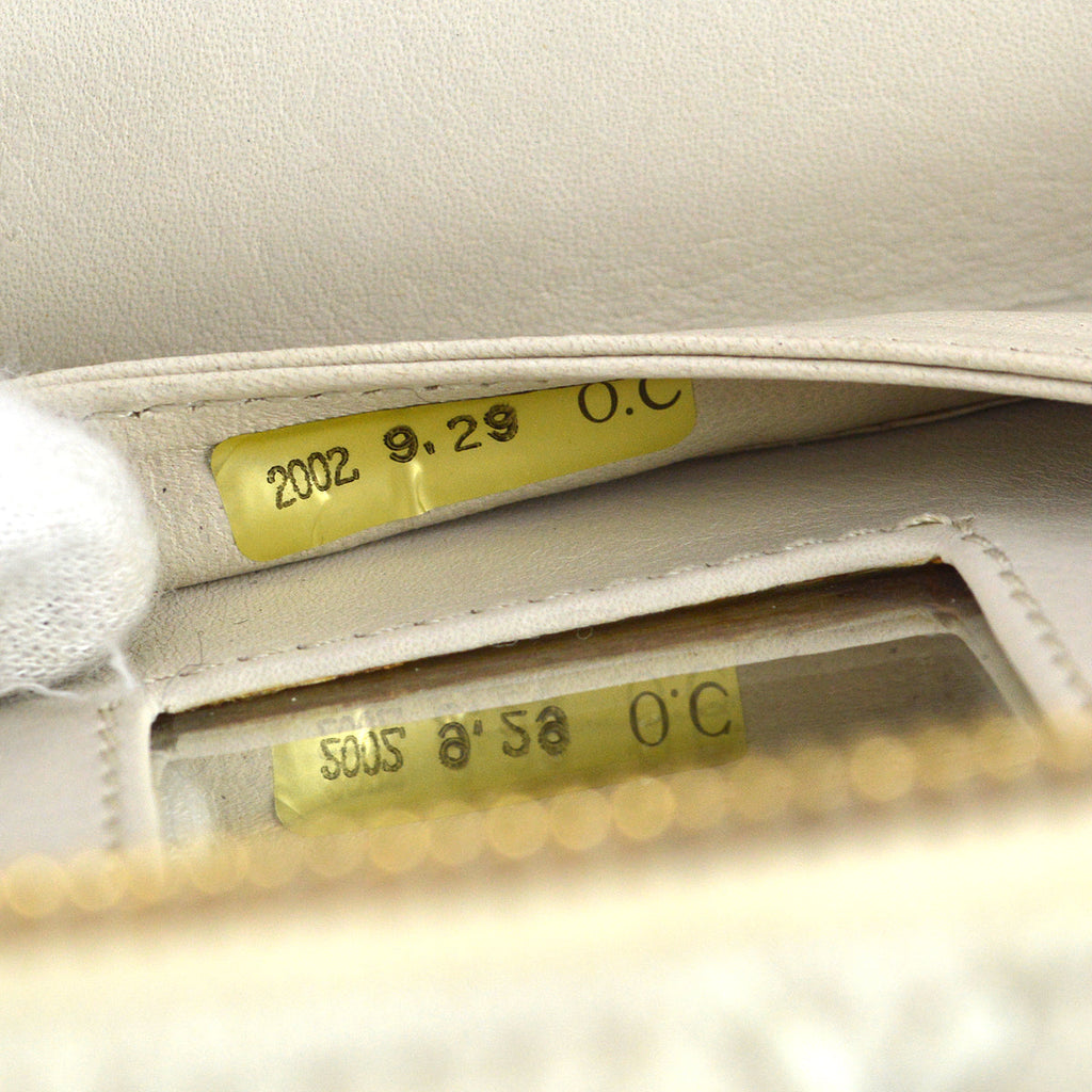 Chanel 2001-2003 Vanity Chain Handbag Ivory Canvas