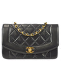 Chanel * 1994-1996 Small Diana Chain Shoulder Bag Black Lambskin