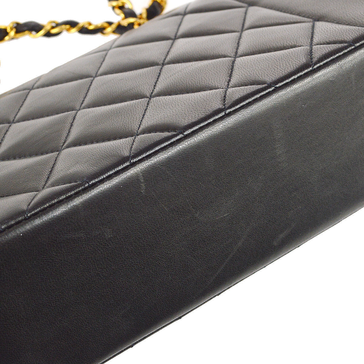 Chanel * 1994-1996 Small Diana Chain Shoulder Bag Black Lambskin