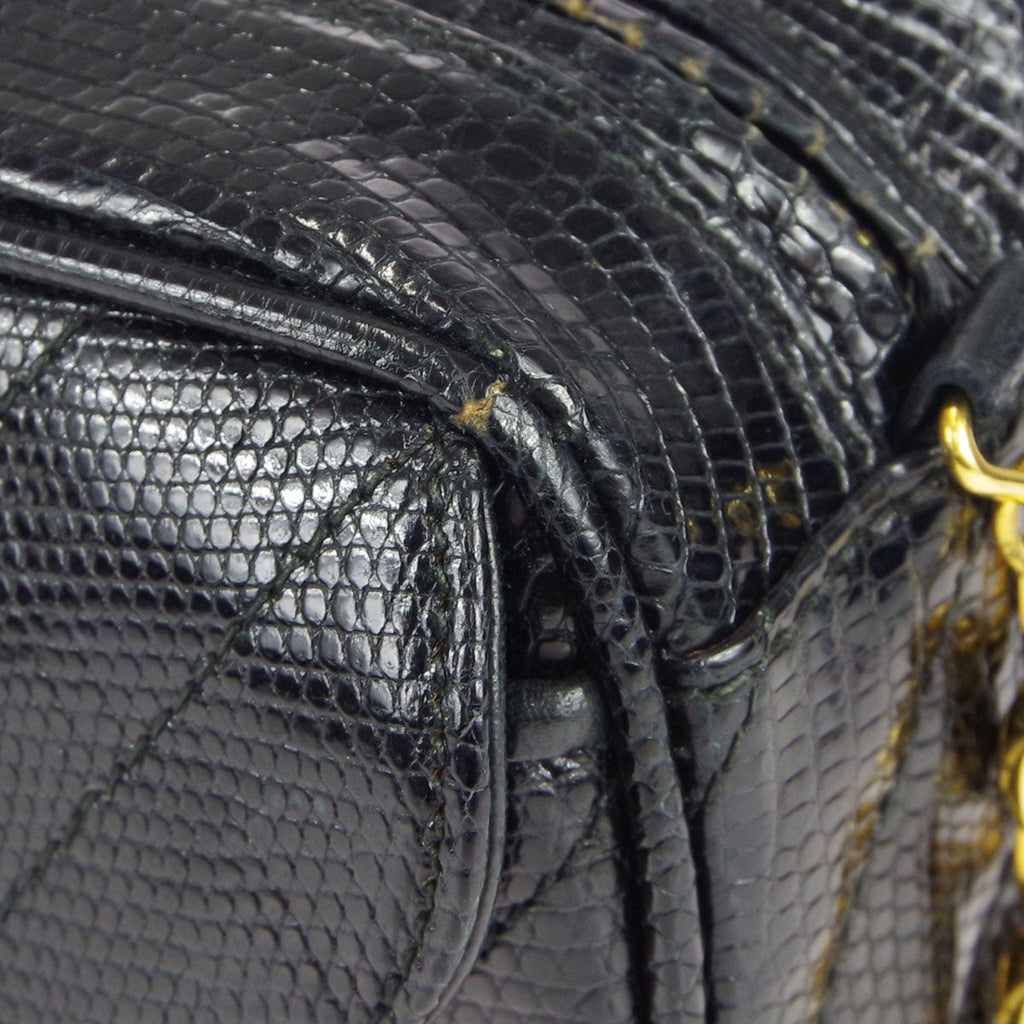 Chanel * 1991-1994 Pocket Camera Bag Mini Black Lizard