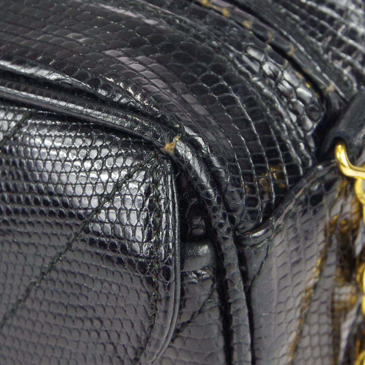 Chanel * 1991-1994 Pocket Camera Bag Mini Black Lizard