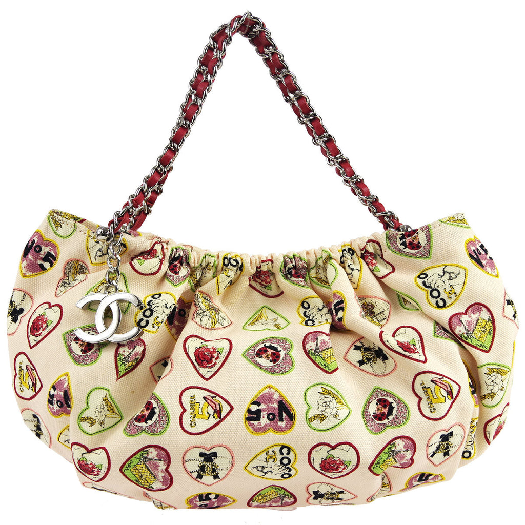 Chanel * 2005-2006 Valentine Chain Handbag Pink Canvas