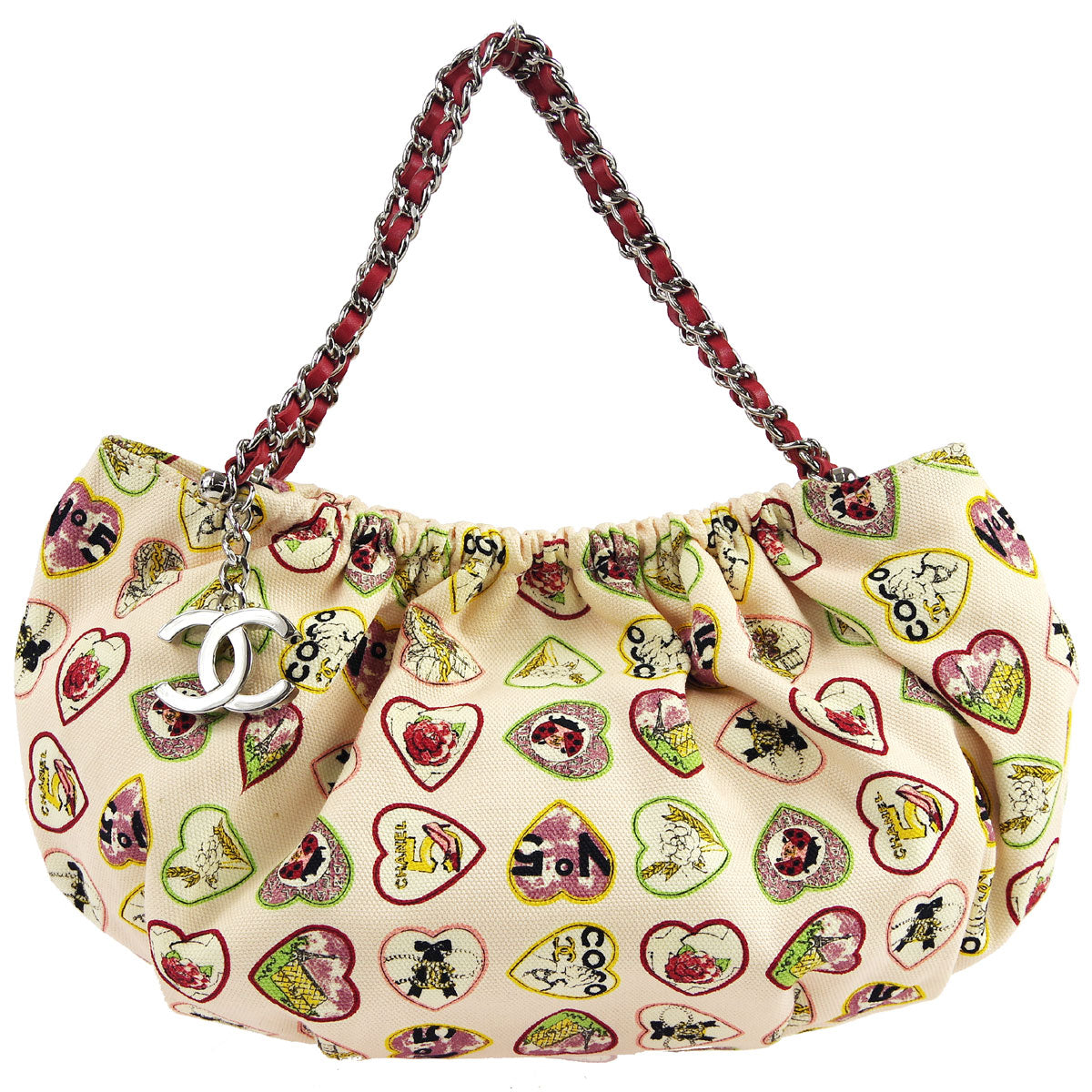 Chanel * 2005-2006 Valentine Chain Handbag Pink Canvas