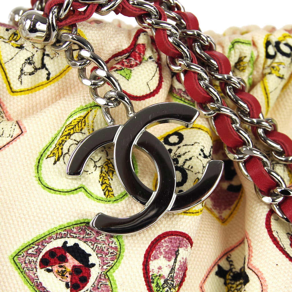 Chanel * 2005-2006 Valentine Chain Handbag Pink Canvas