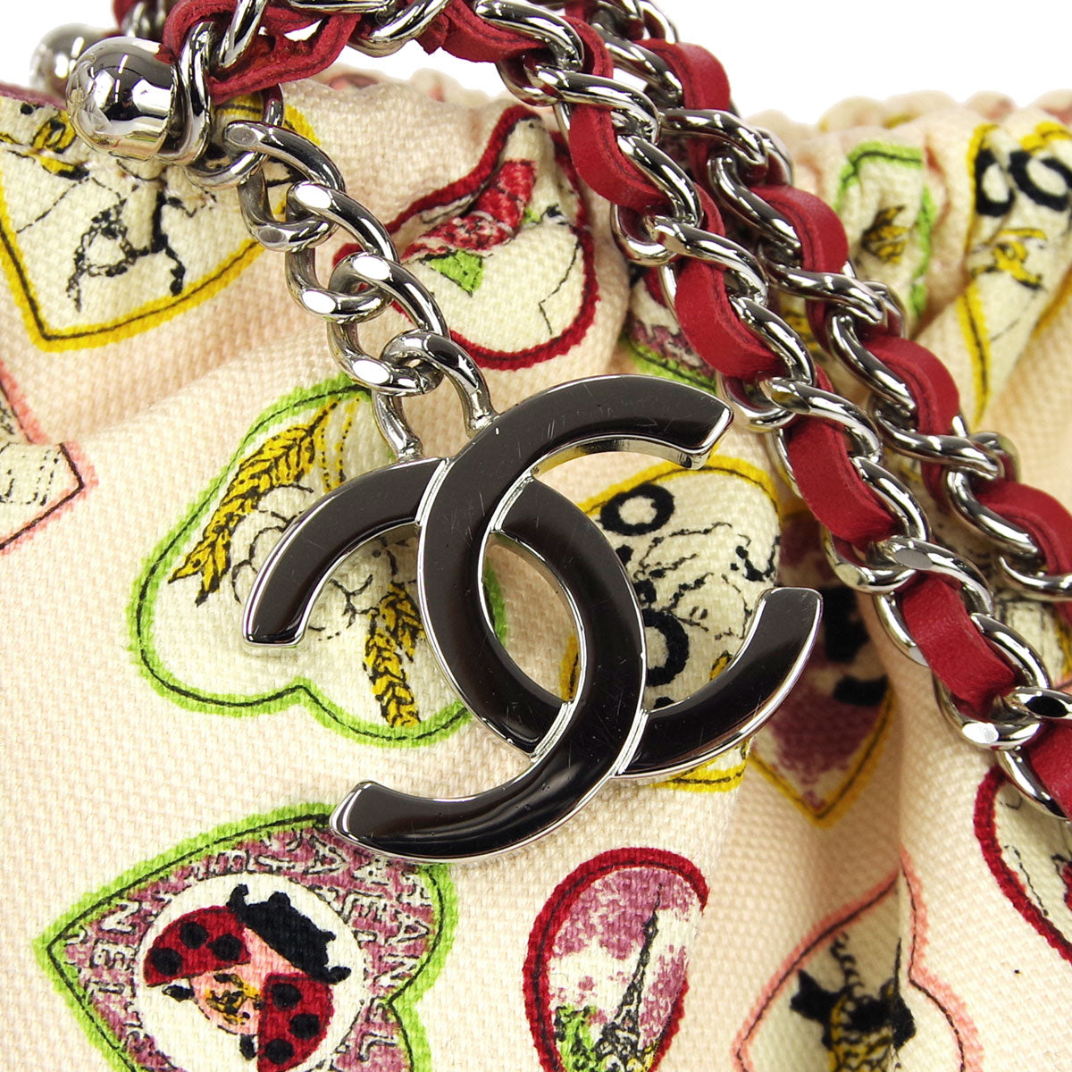 Chanel * 2005-2006 Valentine Chain Handbag Pink Canvas