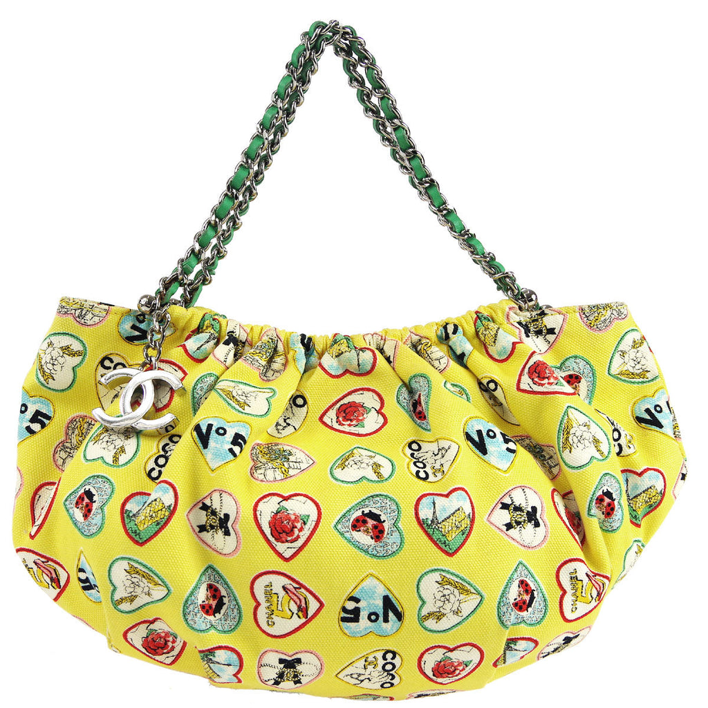 Chanel * 2005-2006 Valentine Chain Handbag Yellow Canvas