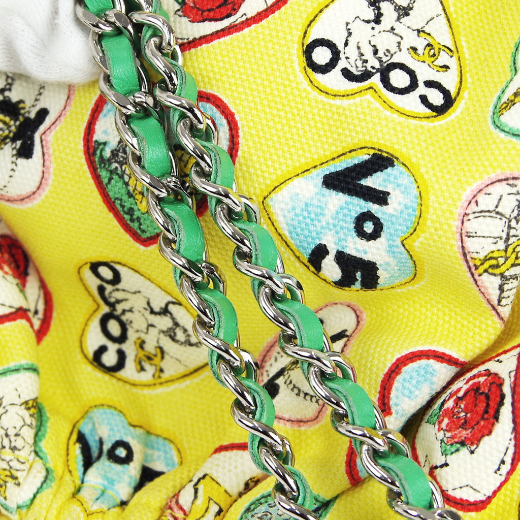 Chanel * 2005-2006 Valentine Chain Handbag Yellow Canvas