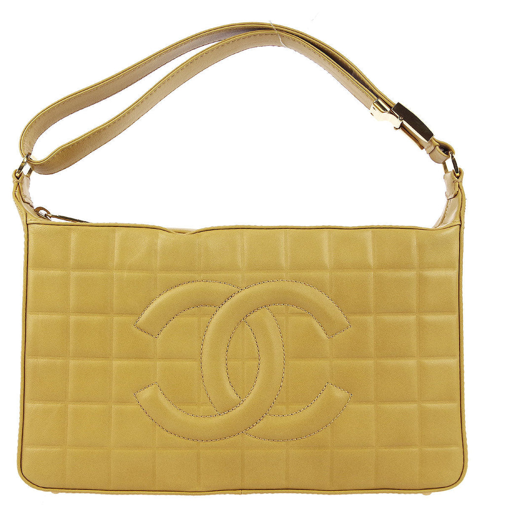 Chanel * Choco Bar Shoulder Bag Beige Lambskin