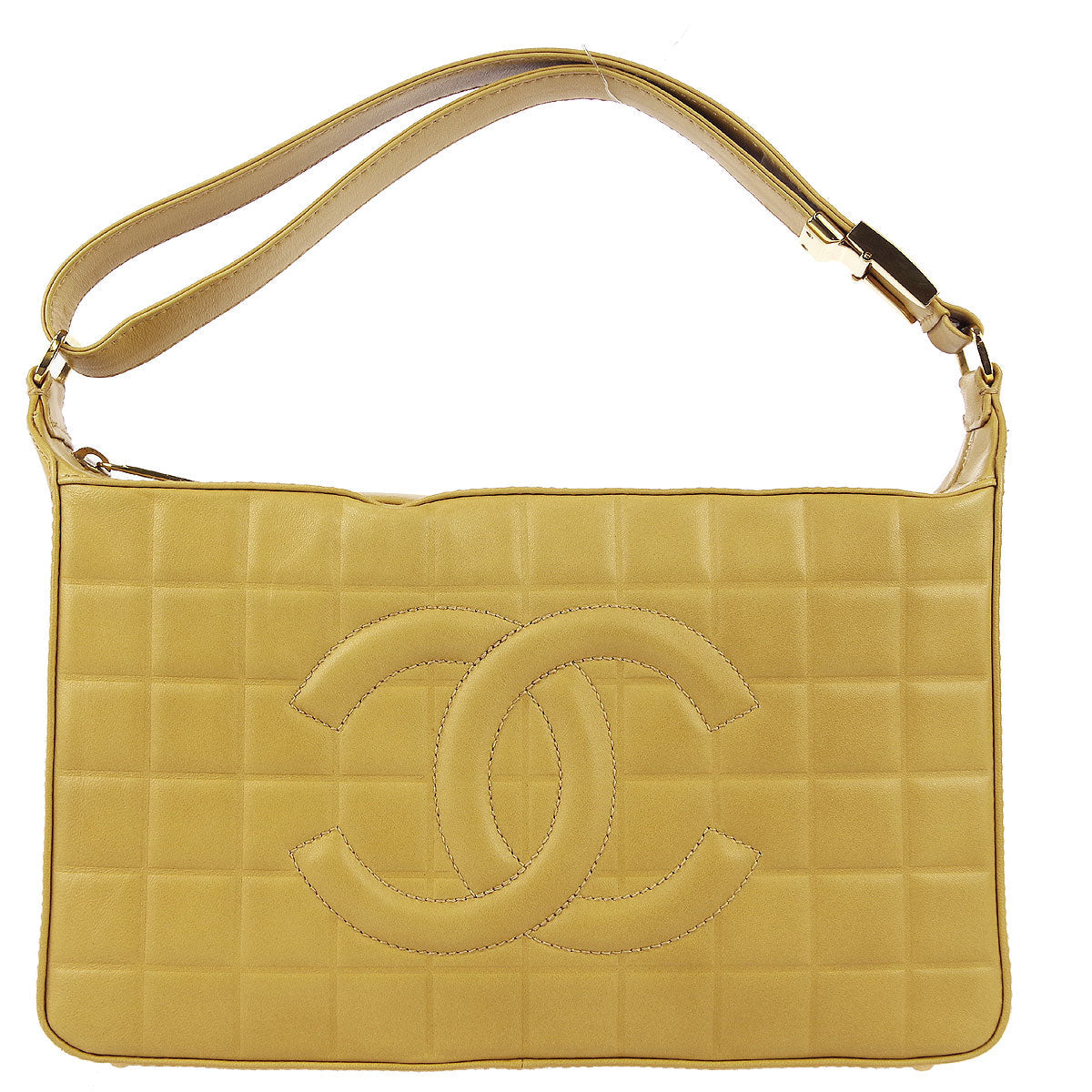 Chanel * Choco Bar Shoulder Bag Beige Lambskin
