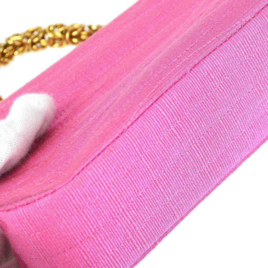 Chanel * 1991-1994 Diagonal Stitch Handbag Mini Pink Canvas