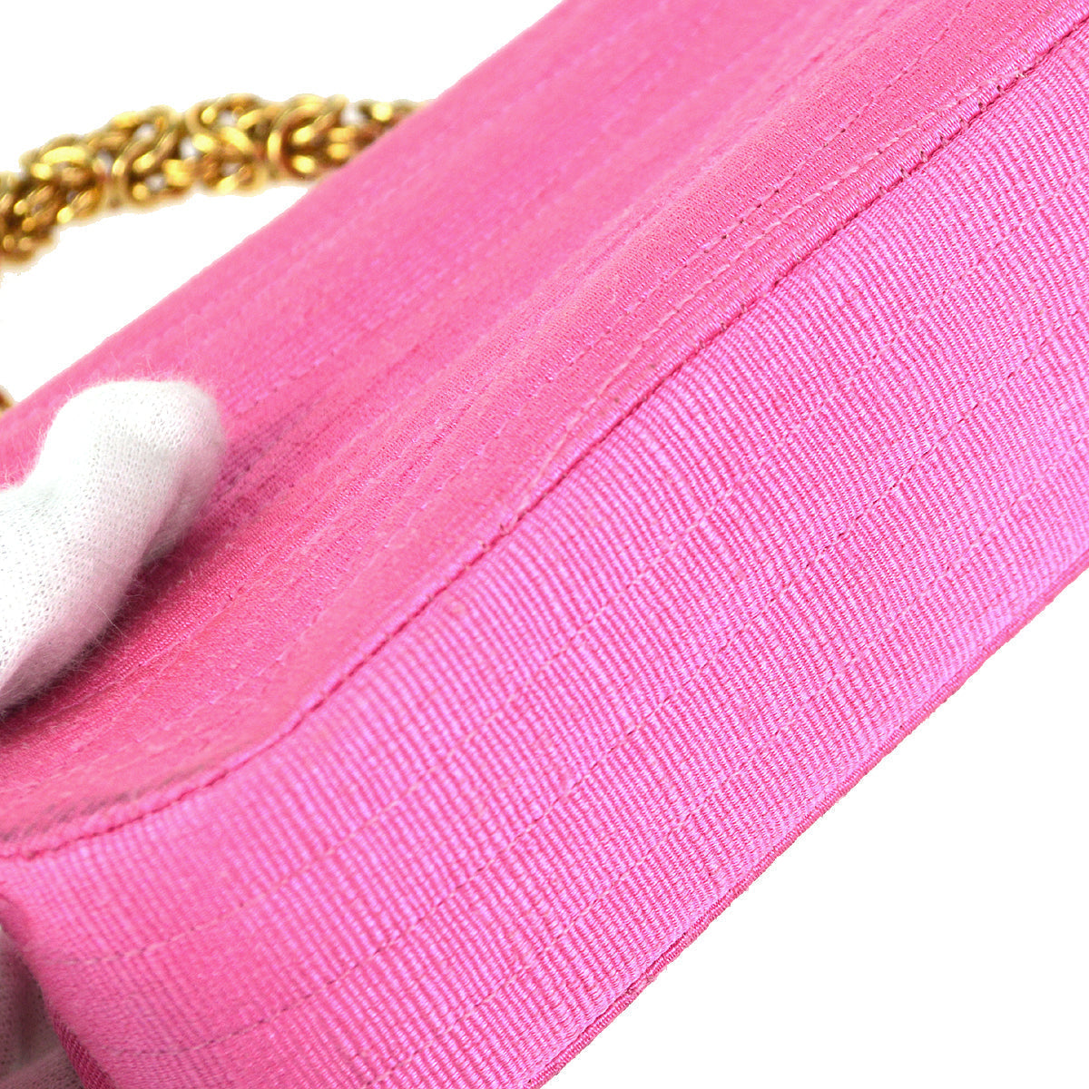 Chanel * 1991-1994 Diagonal Stitch Handbag Mini Pink Canvas