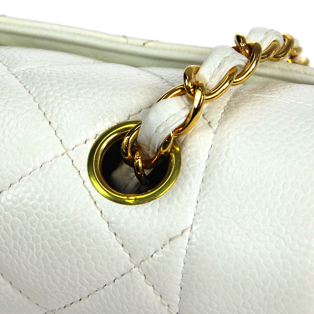 Chanel * 1997-1999 Medium Diana Chain Shoulder Bag White Caviar