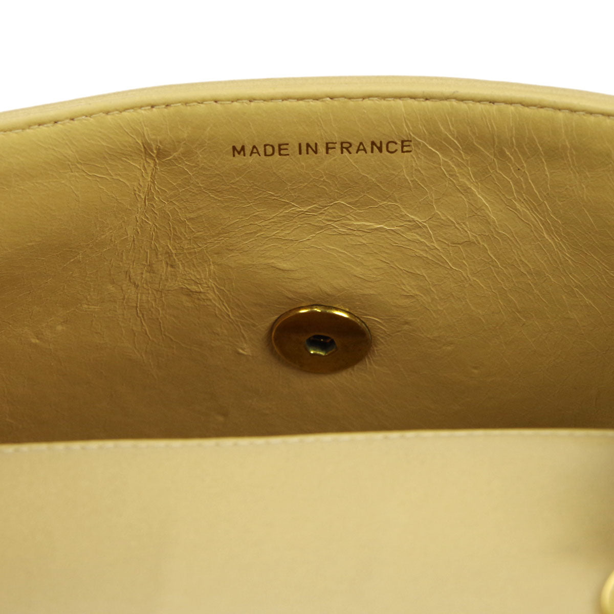 Chanel * 1994-1996 Beige Lambskin Mini Chevron Letter Flap Bag