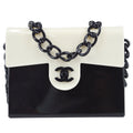 Chanel 2000-2001 Acrylic Chain Flap Bag Mini Black White