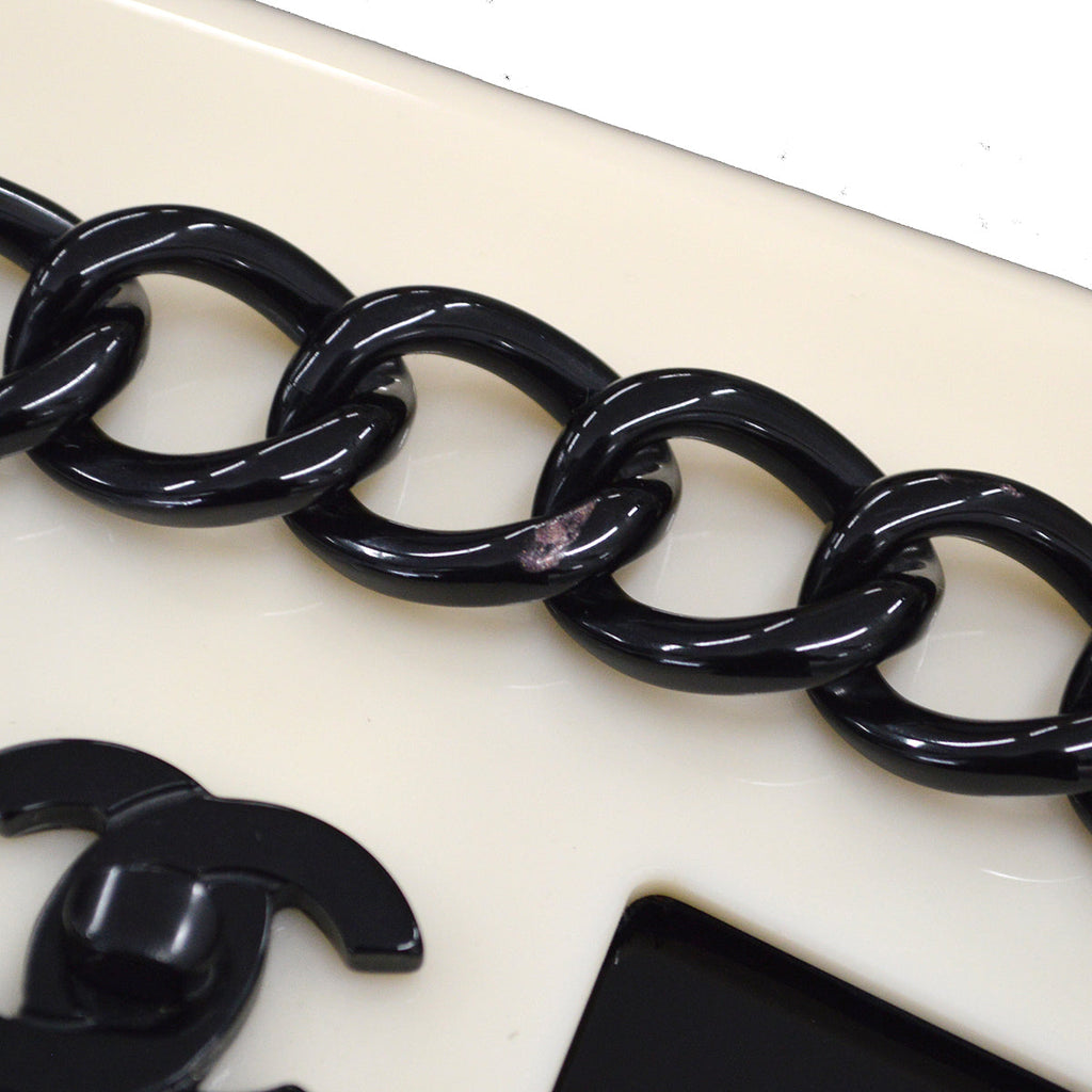 Chanel 2000-2001 Acrylic Chain Flap Bag Mini Black White