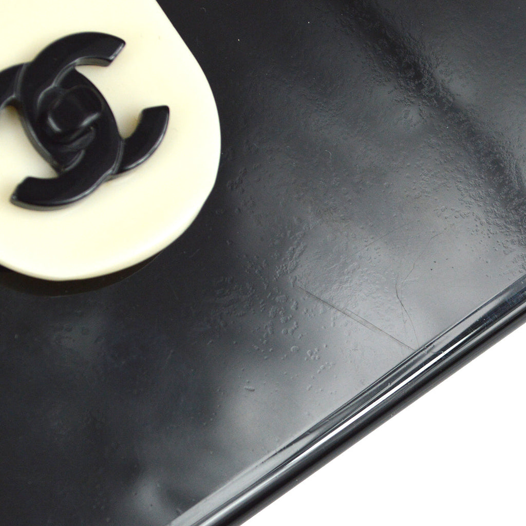 Chanel 2000-2001 Acrylic Chain Flap Bag Mini Black White
