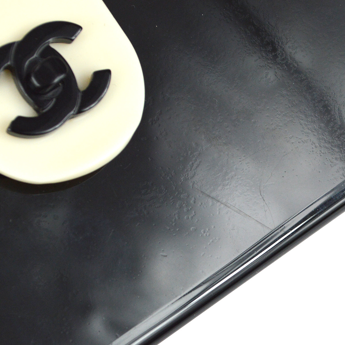 Chanel 2000-2001 Acrylic Chain Flap Bag Mini Black White