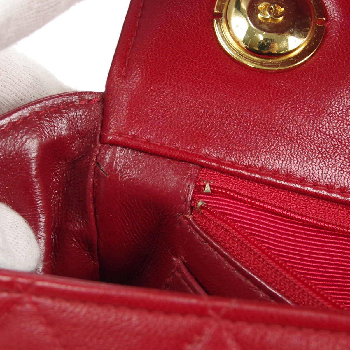 Chanel * 1989-1991 Handbag Red Lambskin