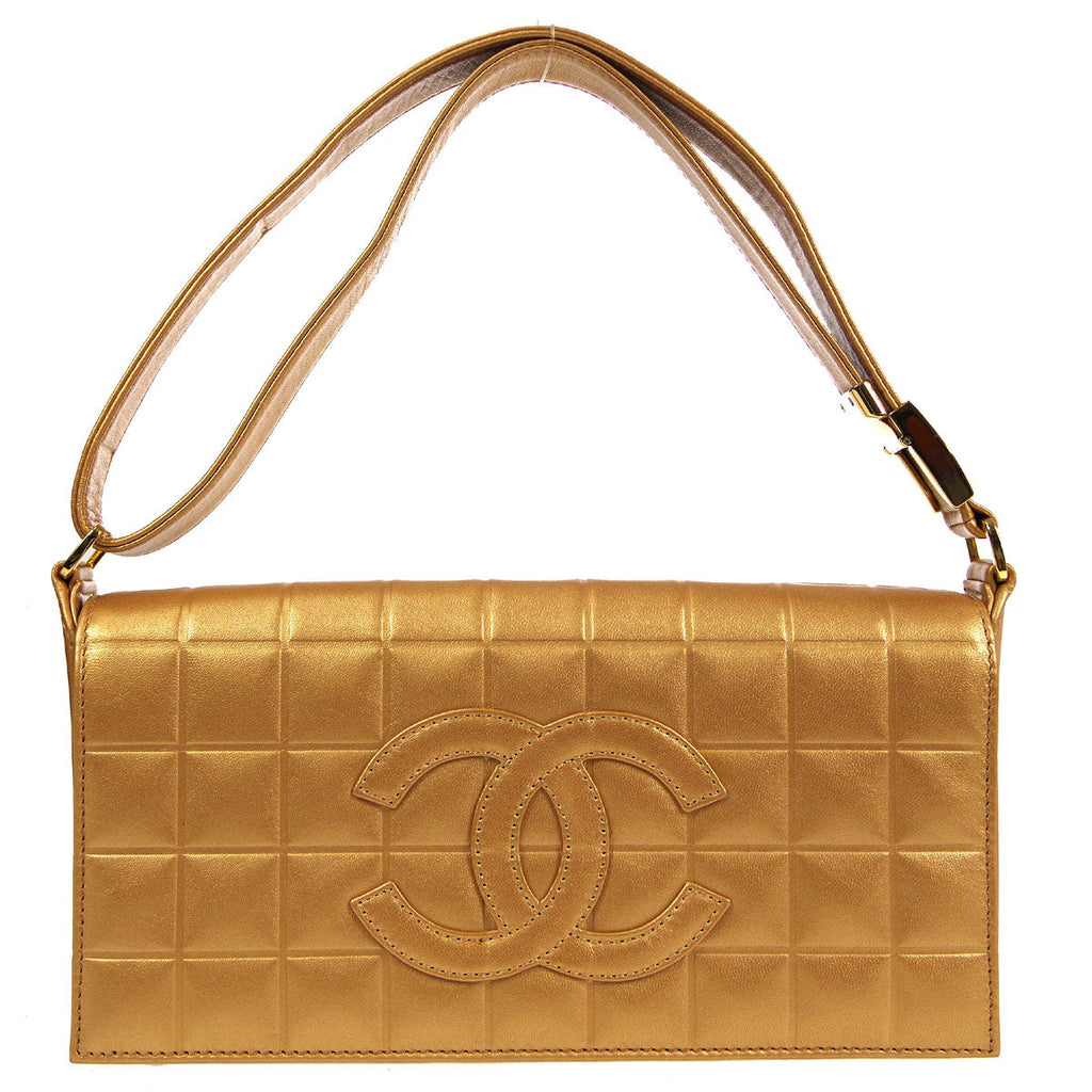 Chanel * 2001-2003 Choco Bar Shoulder Bag Bronze Lambskin