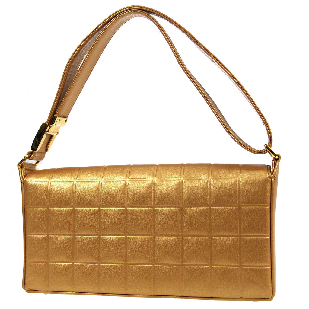 Chanel * 2001-2003 Choco Bar Shoulder Bag Bronze Lambskin