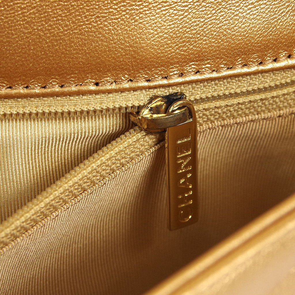 Chanel * 2001-2003 Choco Bar Shoulder Bag Bronze Lambskin