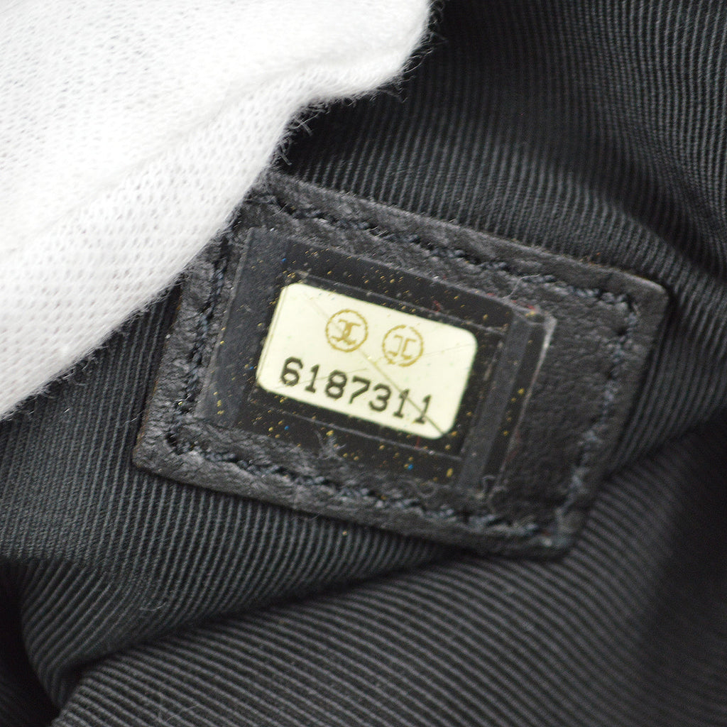 Chanel Chain Tote Handbag Black Fur