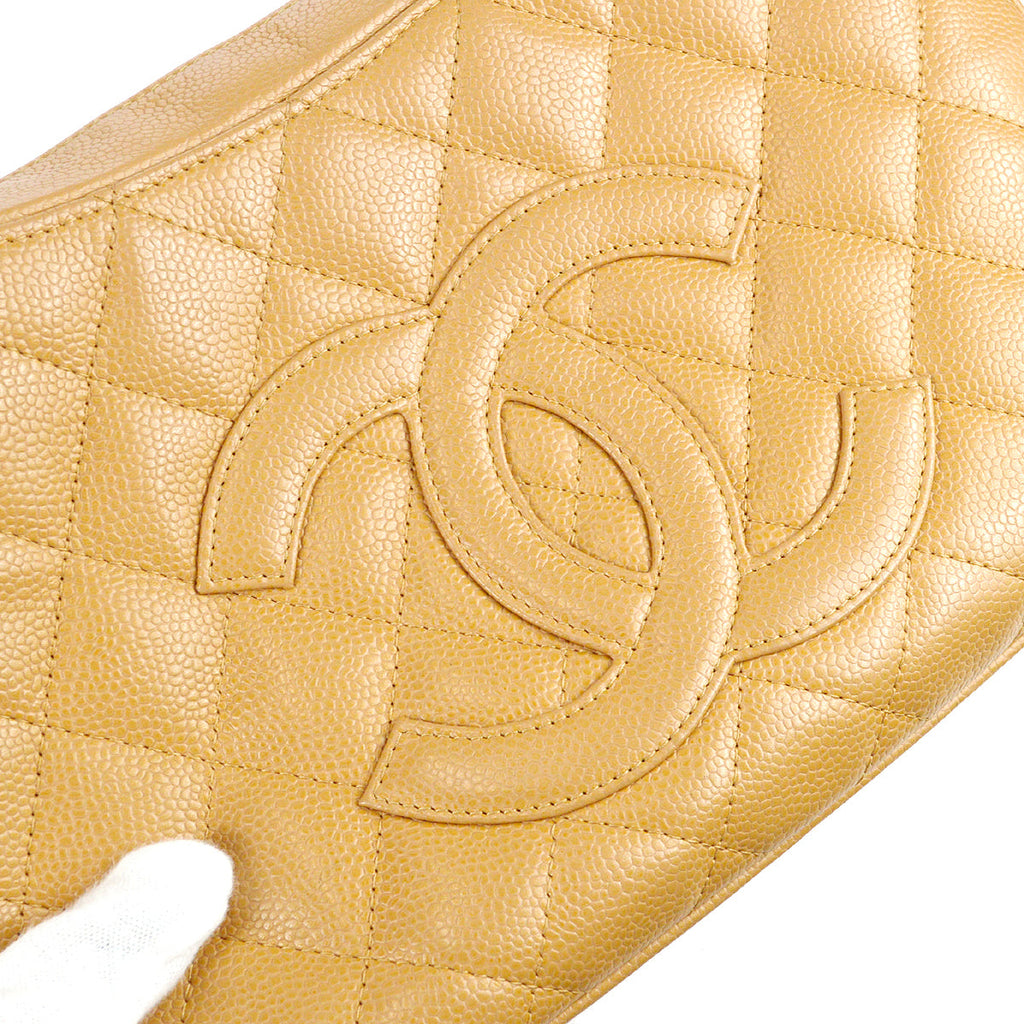 Chanel 2003-2004 Hobo Bag Beige Caviar