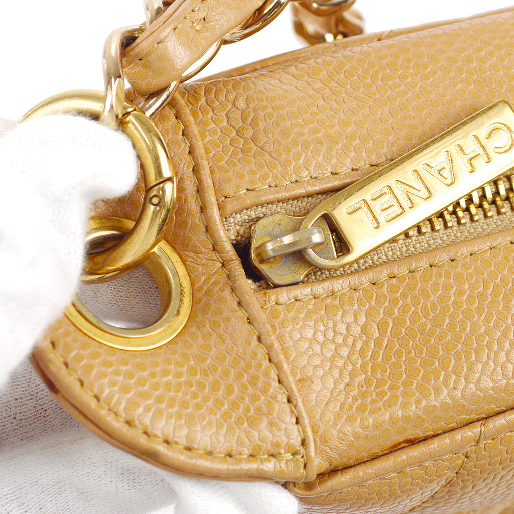 Chanel 2003-2004 Hobo Bag Beige Caviar