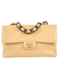 Chanel Classic Flap Acrylic Chain Shoulder Bag Beige Lambskin