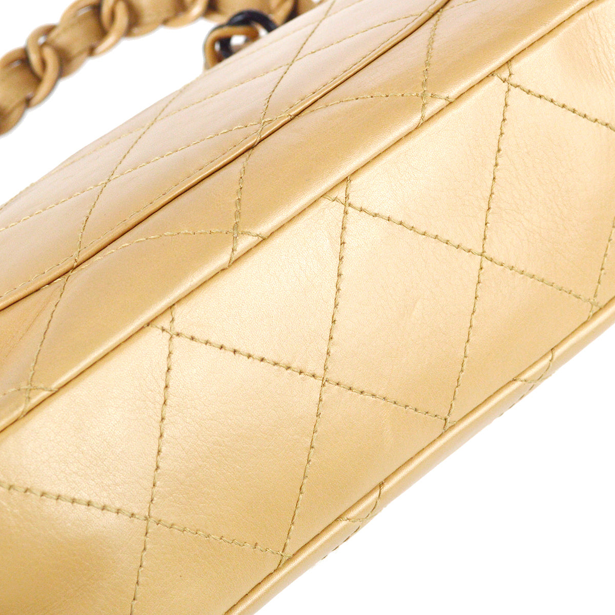 Chanel Classic Flap Acrylic Chain Shoulder Bag Beige Lambskin