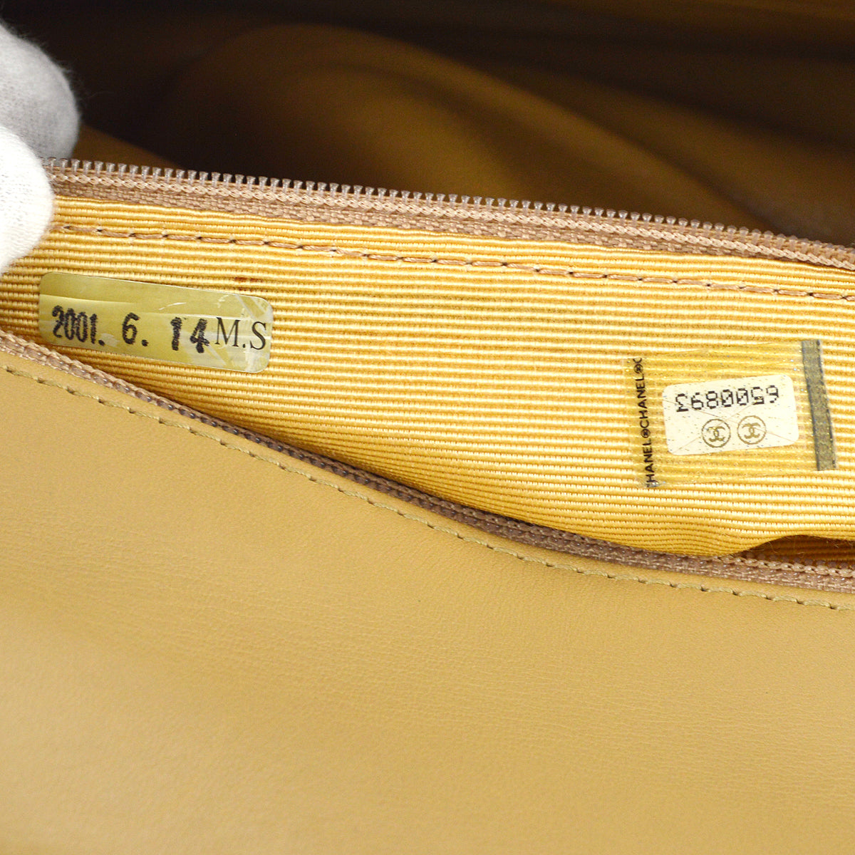 Chanel Classic Flap Acrylic Chain Shoulder Bag Beige Lambskin