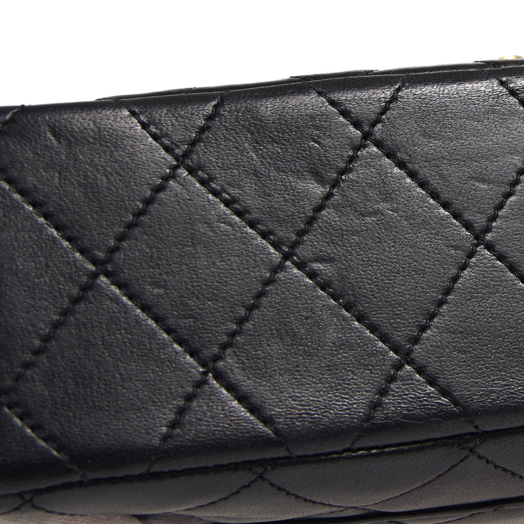 Chanel * Paris Limited Double Flap Medium Chain Shoulder Bag Black Bordeaux Lambskin