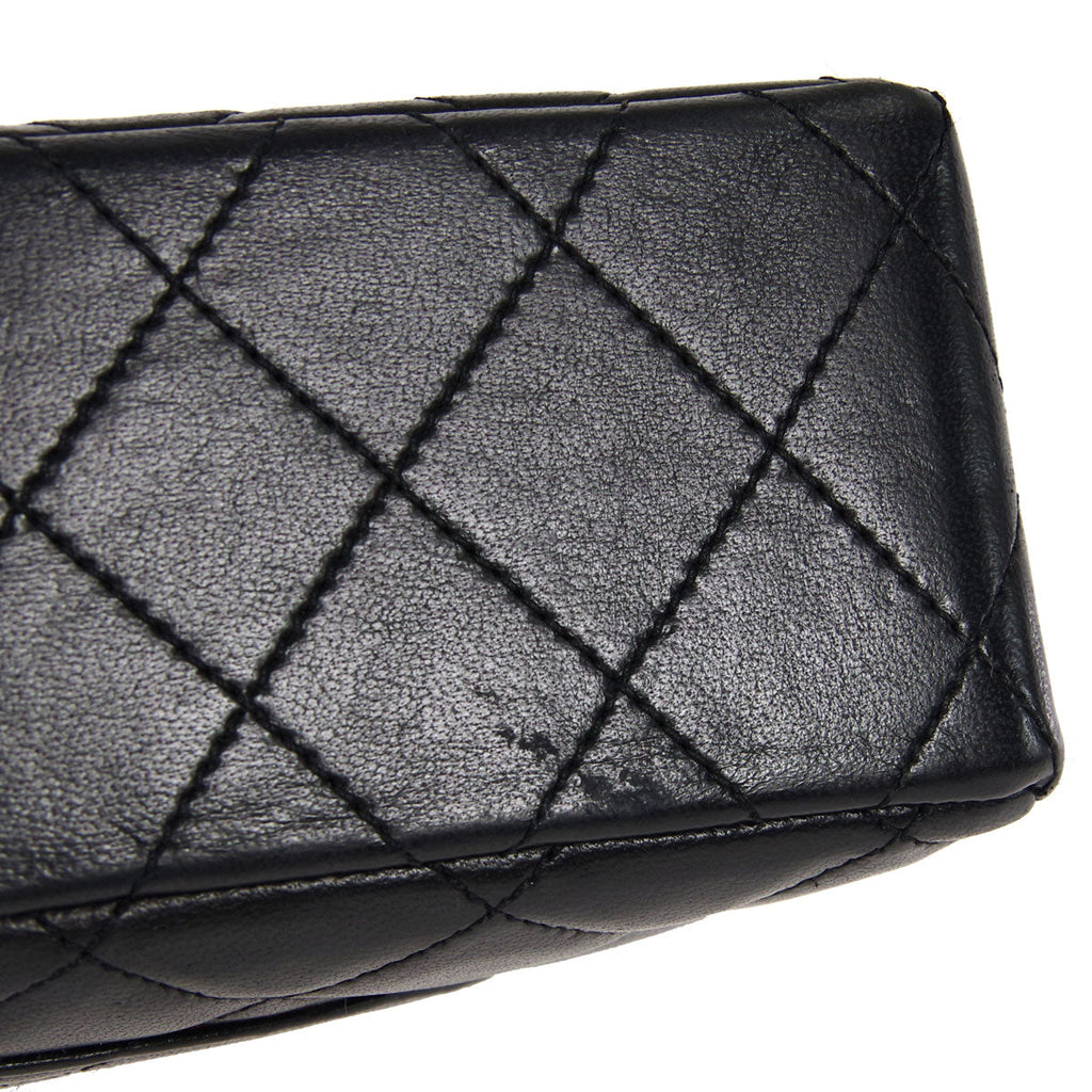 Chanel * Paris Limited Double Flap Medium Chain Shoulder Bag Black Bordeaux Lambskin