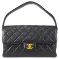 Chanel 1994-1996 Black Lambskin Medium Double Sided Flap Handbag