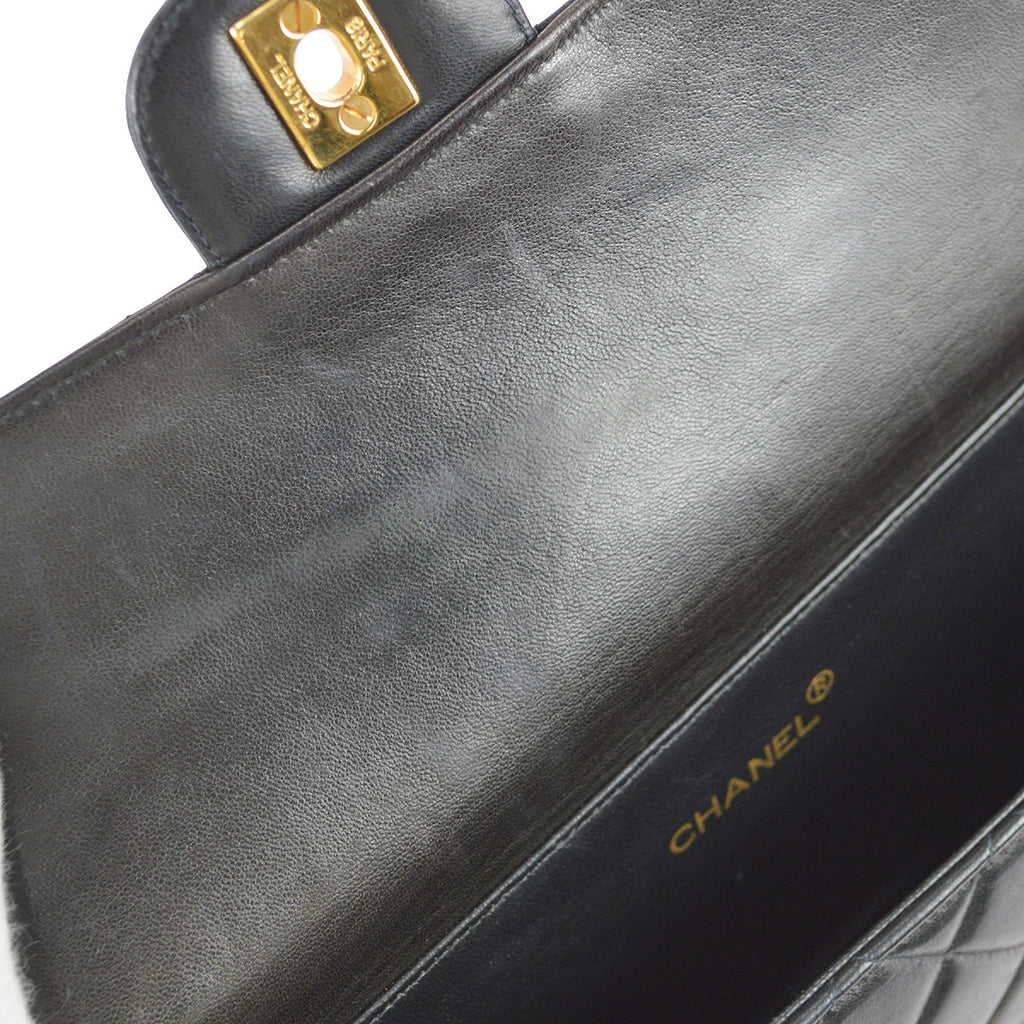 Chanel 1994-1996 Black Lambskin Medium Double Sided Flap Handbag